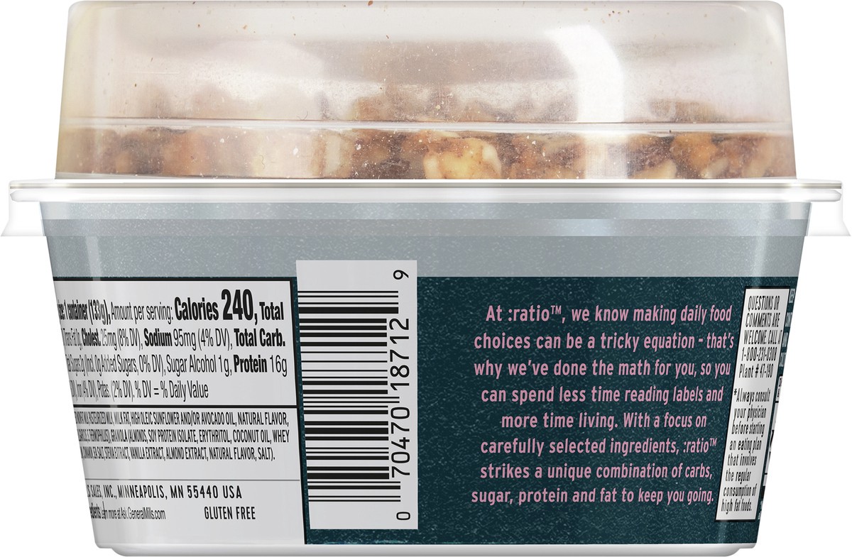 slide 8 of 9, :ratio Yogurt Cultured Dairy Snack, Strawberry With Granola, 2g Sugar, Keto Friendly, 4.7 oz, 4.7 oz