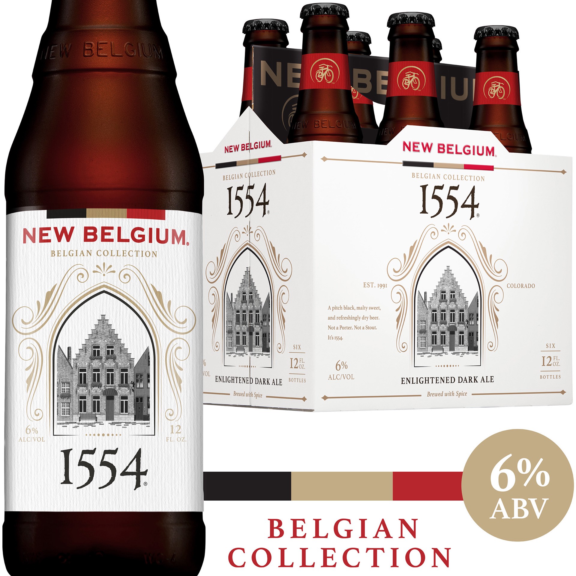 slide 1 of 9, New Belgium 1554 Enlightened Dark Ale Beer, 6 Pack, 12 fl oz Bottles, 72 fl oz