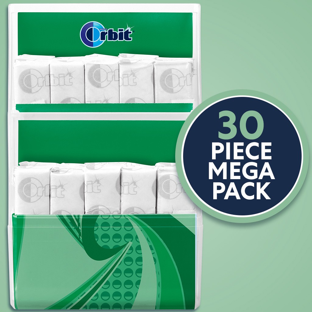 slide 7 of 8, ORBIT Gum Spearmint Sugar Free Chewing Gum Mega Pack, 30 Piece, 1 ct