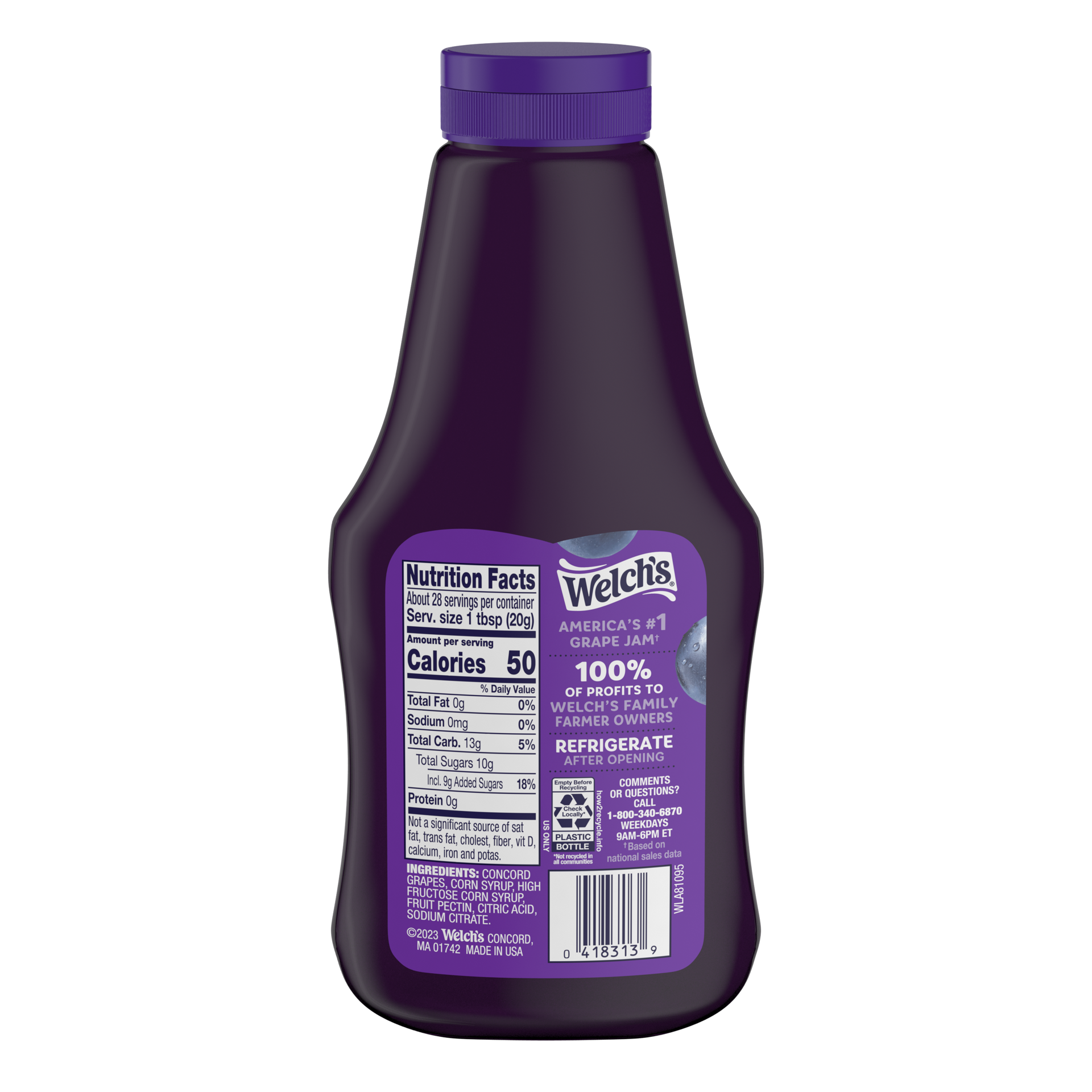 slide 4 of 7, Welch's Concord Grape Jam, 20 oz Squeeze Bottle, 20 oz