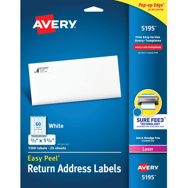 slide 1 of 9, Avery 2/3 x 1-3/4 Laser Easy Peel Address Labels - White, 1500 ct
