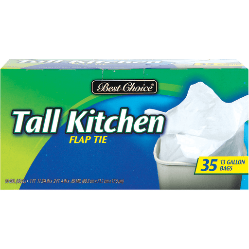 slide 1 of 1, Best Choice Tall Kitchen Trash Bags Flap Tie, 35 ct