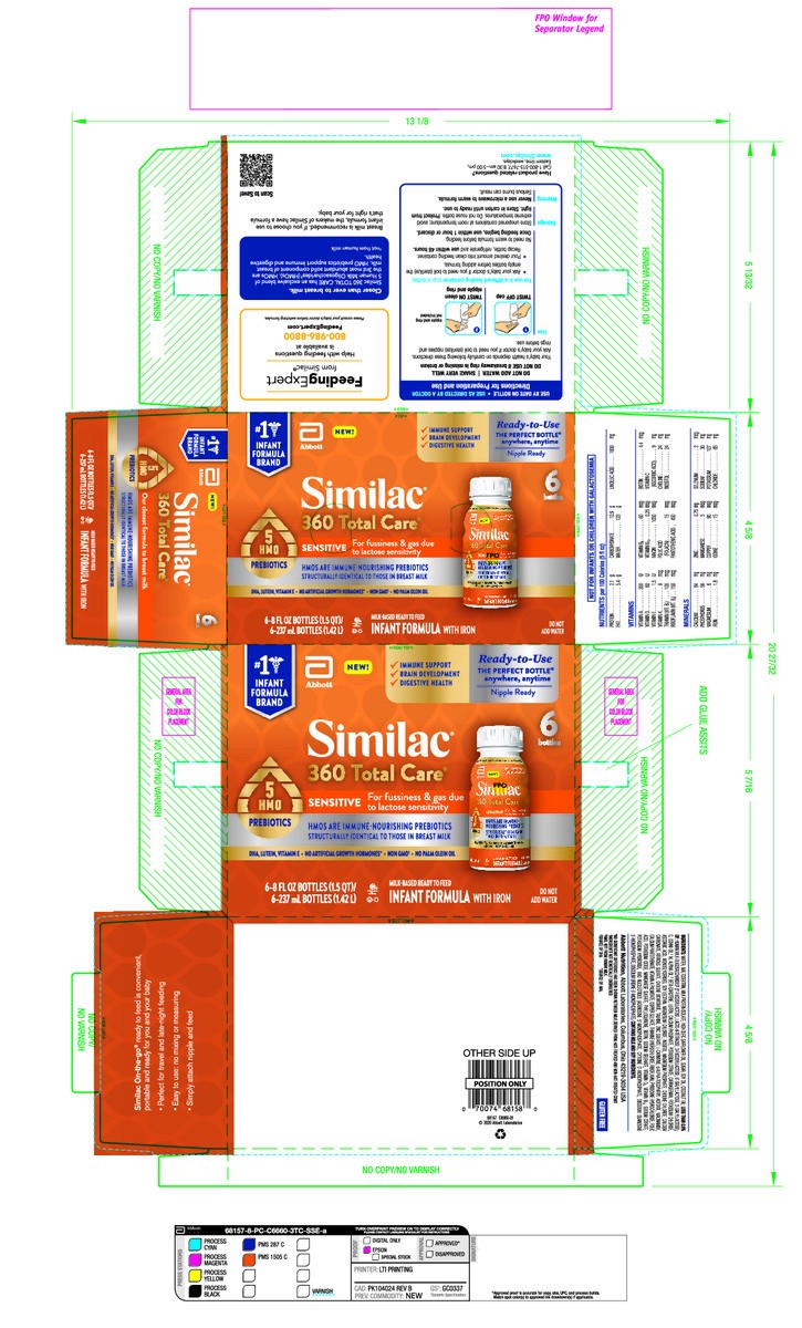 slide 4 of 8, Similac 360 Total Care Sensitive Ready to Feed Milk-Based Infant Formula with Iron 6 - 8 fl oz Bottles, 6 ct