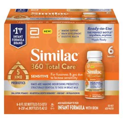 Similac 360 Total Care Sensitive Ready to Feed Milk-Based Infant Formula with Iron 6 - 8 fl oz Bottles