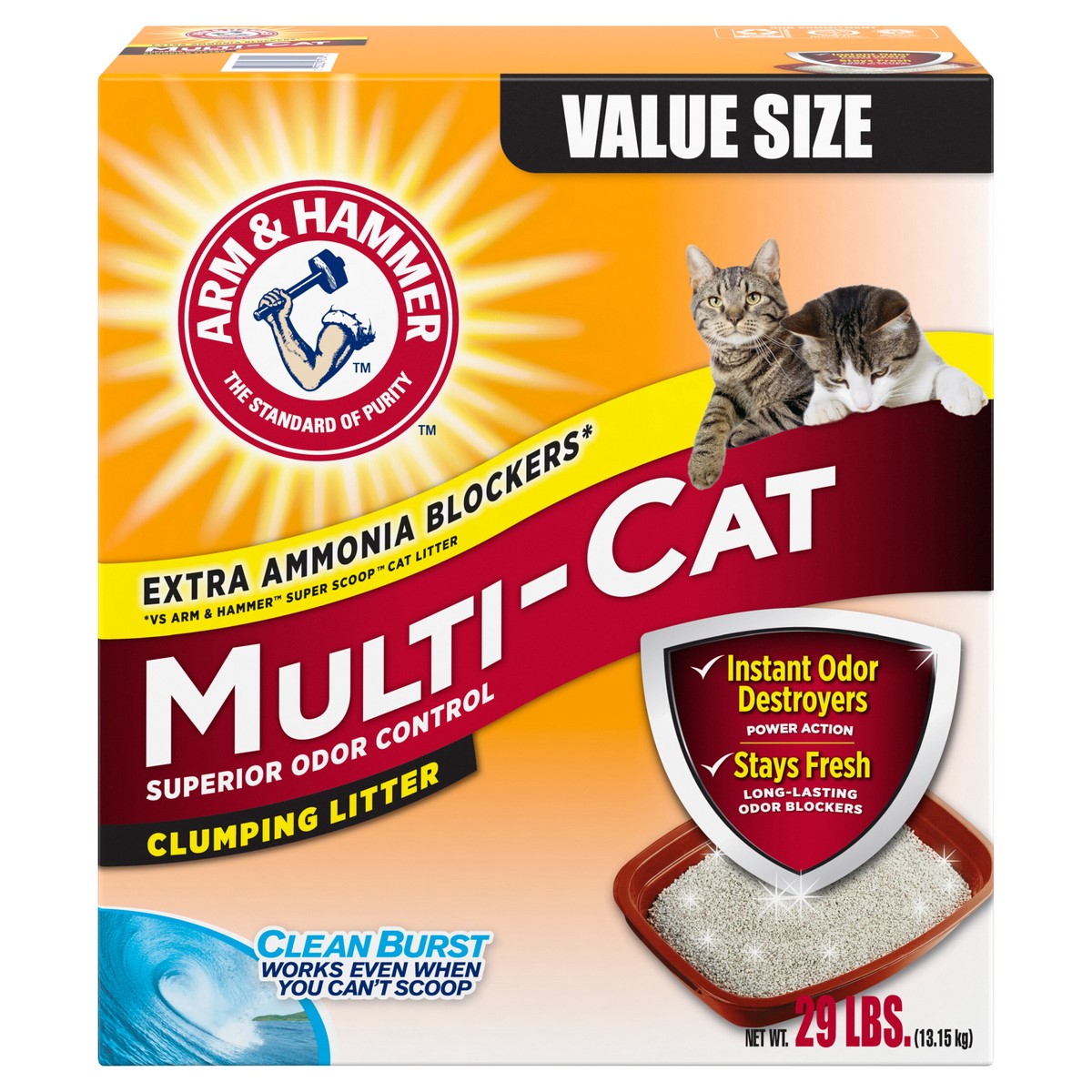 slide 1 of 9, ARM & HAMMER MultiCat Clumping Litter, Scented 29lb, 29 lb