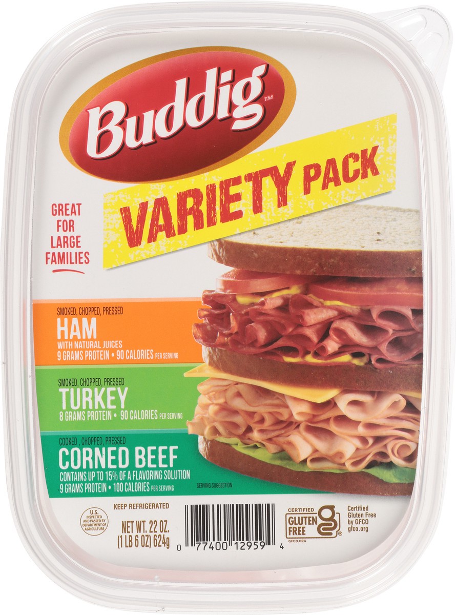 slide 10 of 12, Buddig Variety Pack Ham/Turkey/Corned Beef Lunch Meat 22 oz, 22 oz