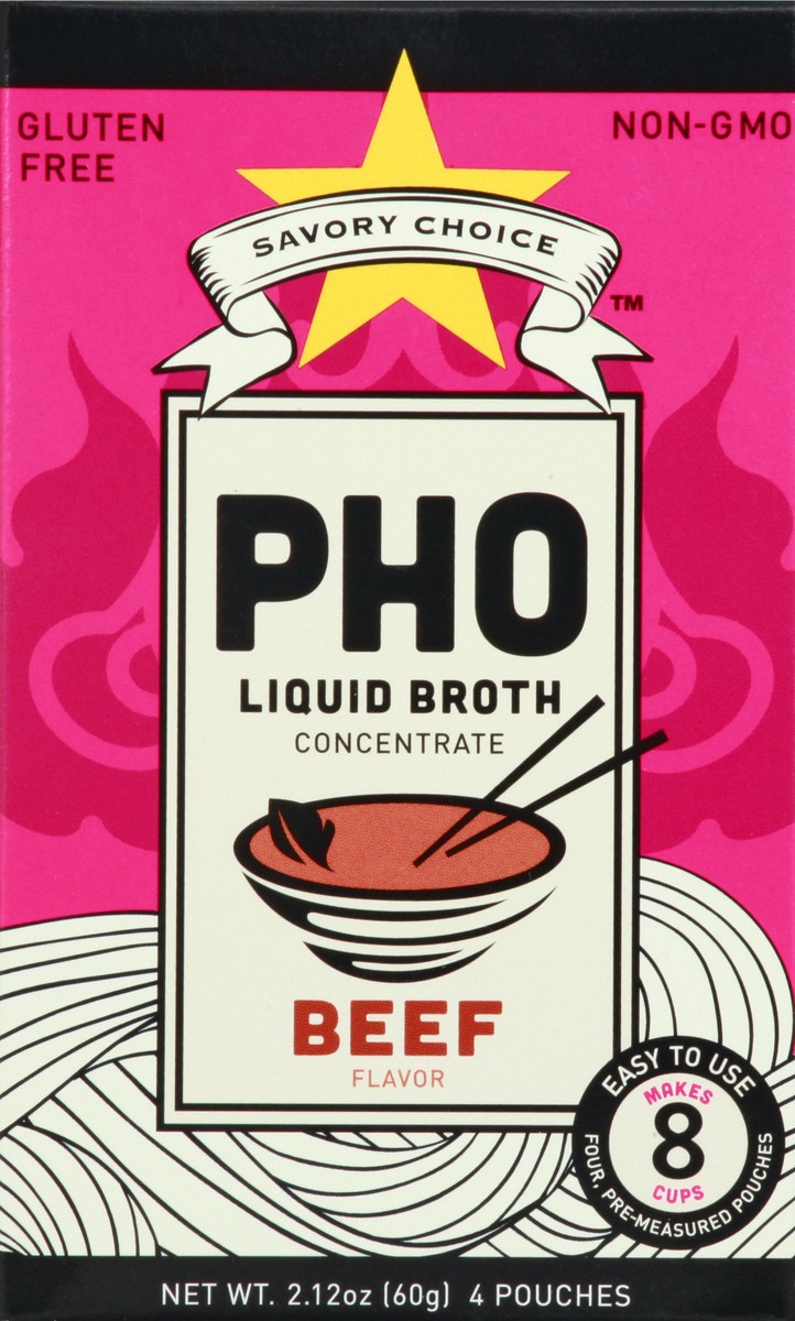 slide 1 of 12, Savory Choice Pho Beef Flavor Liquid Broth Concentrate 4 ea, 4 ct