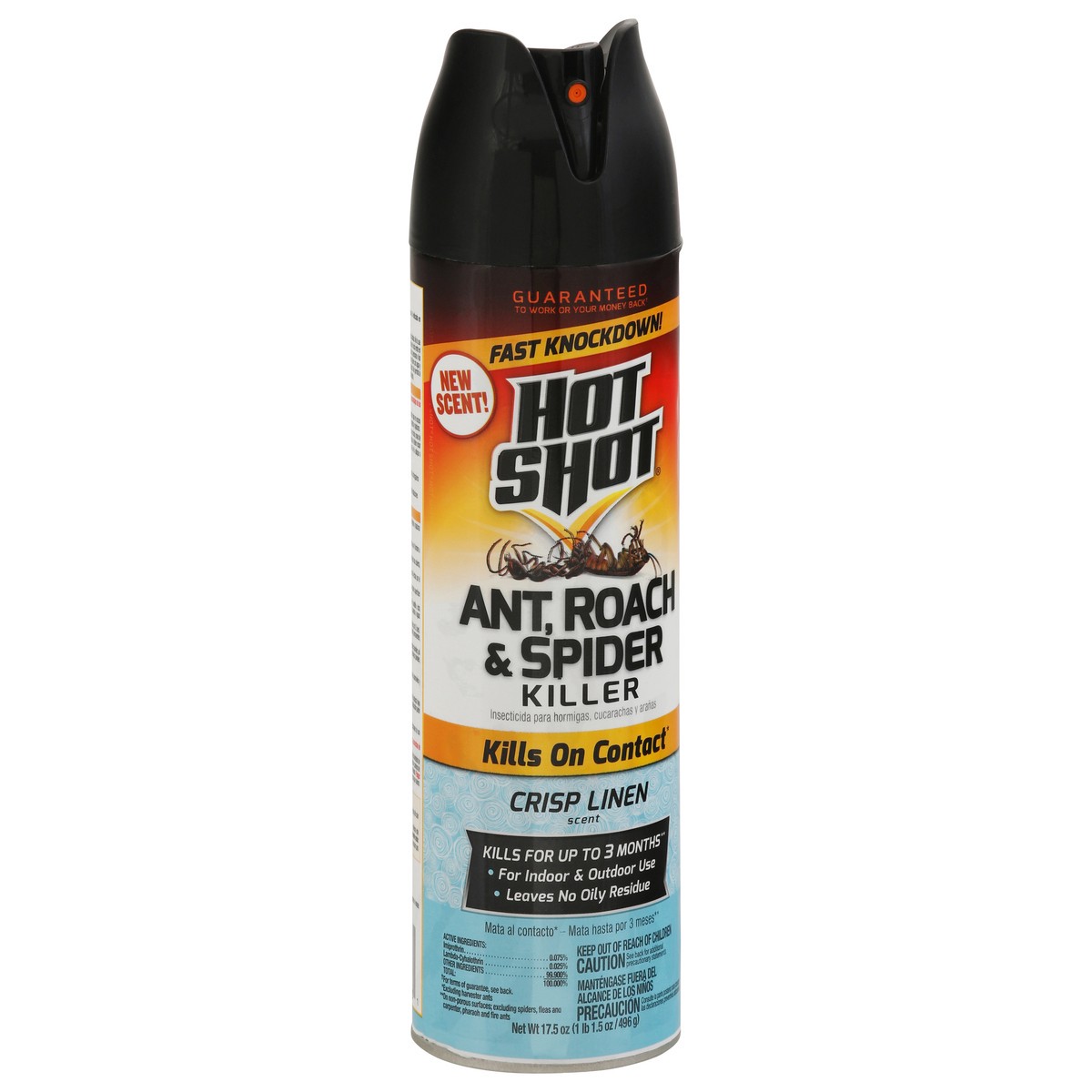 slide 9 of 13, Hot Shot Crisp Linen Scent Ant, Roach & Spider Killer 17.5 oz, 17.5 oz