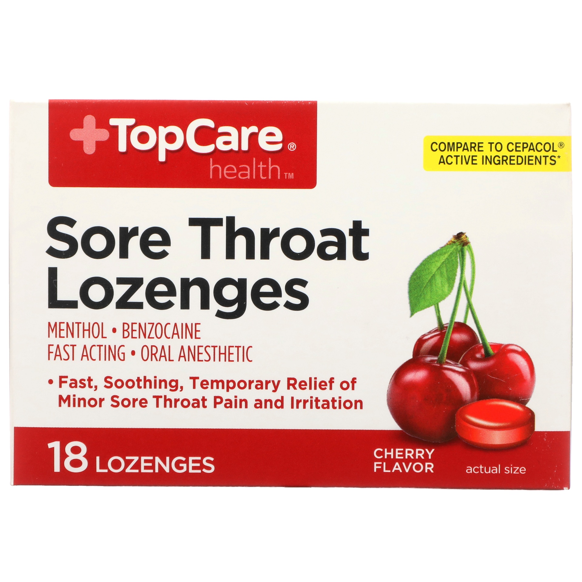 TopCare Fast Acting Cherry Throat Lozenges 18 ct | Shipt