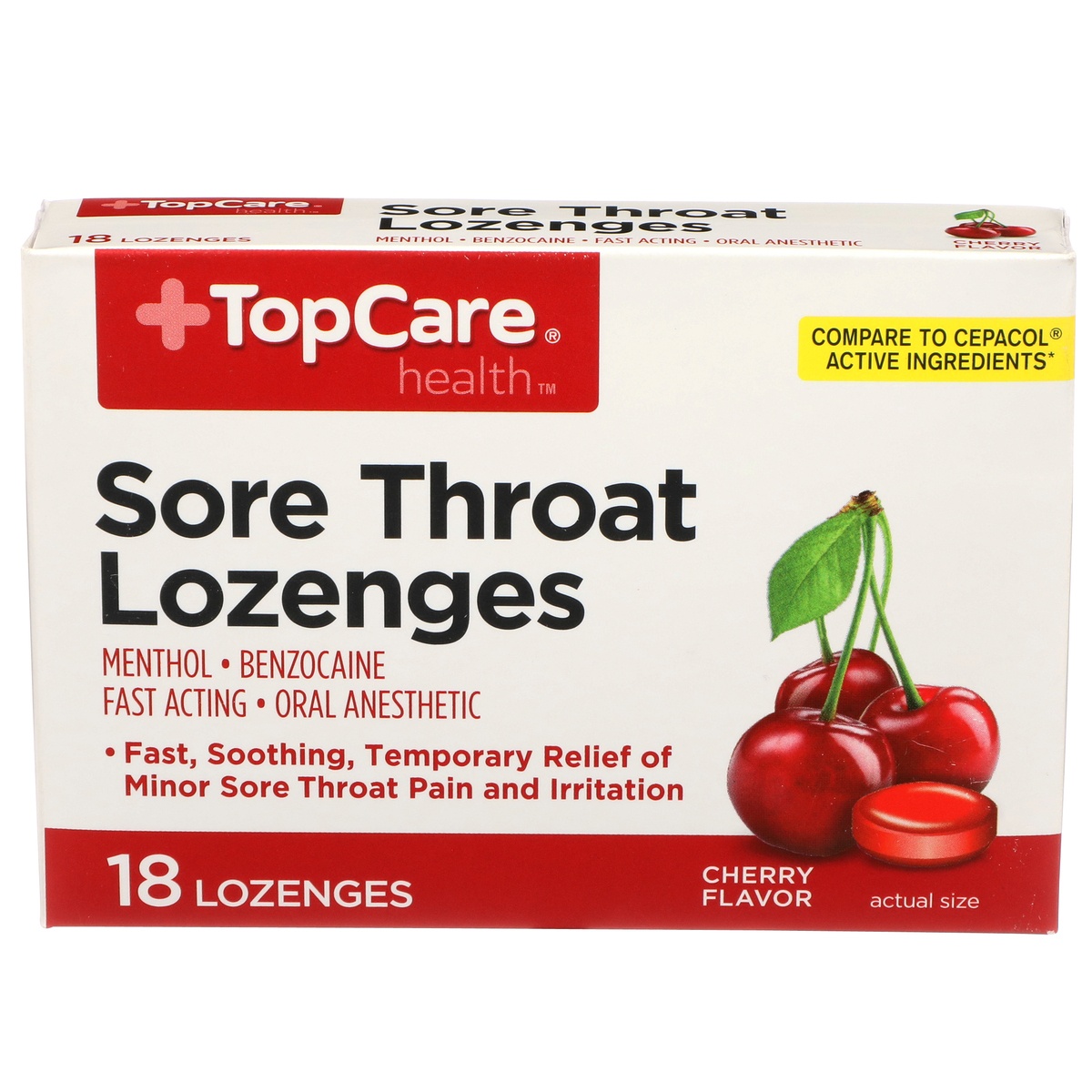 TopCare Fast Acting Cherry Throat Lozenges 18 ct | Shipt