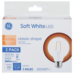 GE 4 Watts Classic Shape Soft White LED Light Bulbs 2 ea