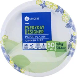 SE Grocers Paper Plates 10 1/16" Dinner Size Heavy Duty Designer
