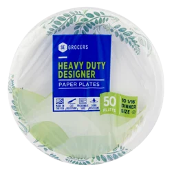 SE Grocers Paper Plates 10 1/16" Dinner Size Heavy Duty Designer