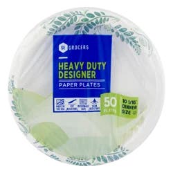 SE Grocers Paper Plates 10 1/16" Dinner Size Heavy Duty Designer