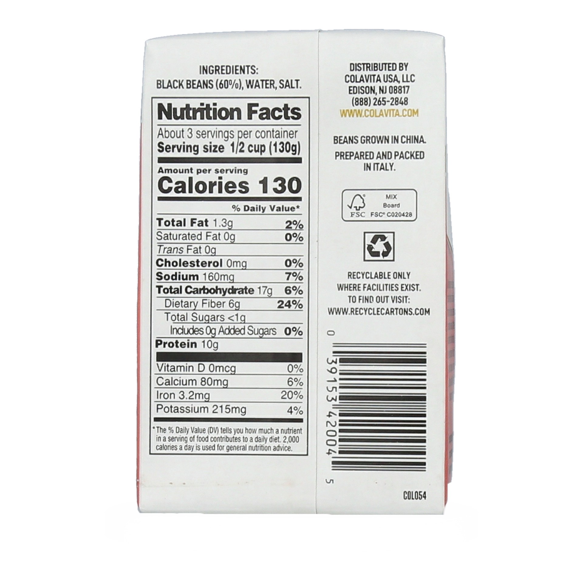 slide 5 of 5, Colavita Beans Black Carton, 13.4 oz