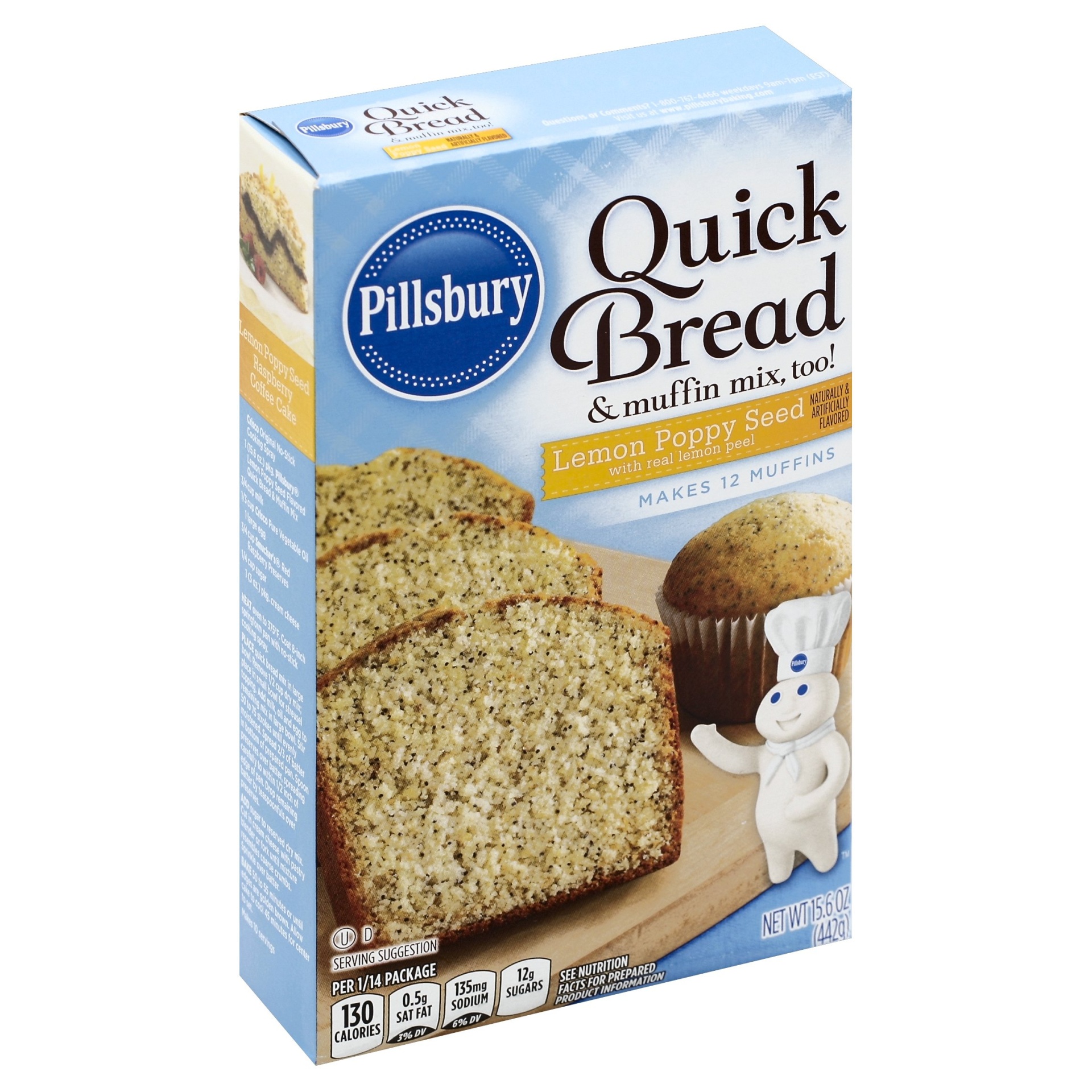 slide 1 of 6, Pillsbury Lemon Poppyseed Quickbread, 15.6 oz