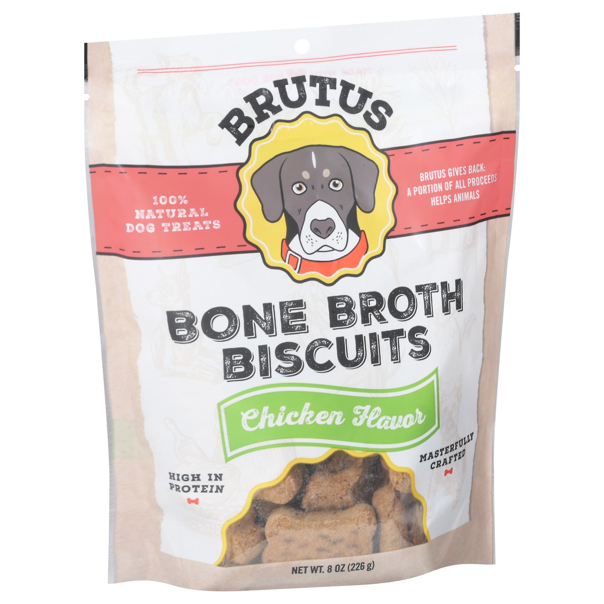 slide 7 of 13, Brutus Broth Bone Broth Dog Biscuits Chicken Flavor, 8 oz