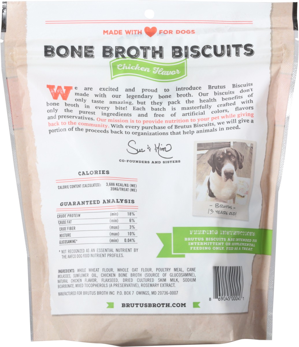 slide 12 of 13, Brutus Broth Bone Broth Dog Biscuits Chicken Flavor, 8 oz