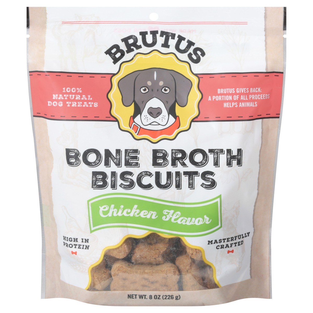 slide 6 of 13, Brutus Broth Bone Broth Dog Biscuits Chicken Flavor, 8 oz