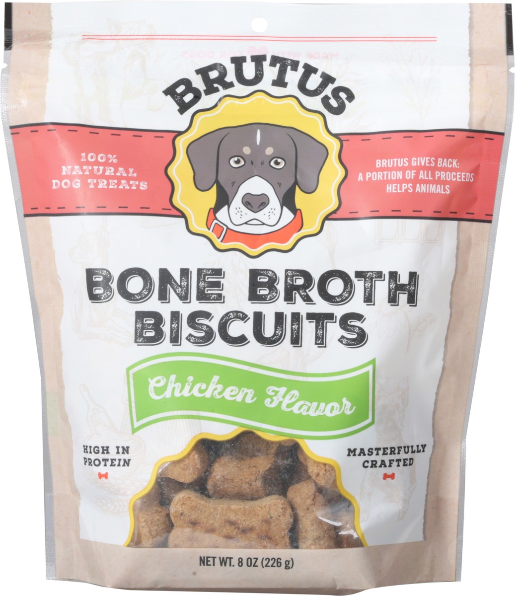 slide 1 of 13, Brutus Broth Bone Broth Dog Biscuits Chicken Flavor, 8 oz
