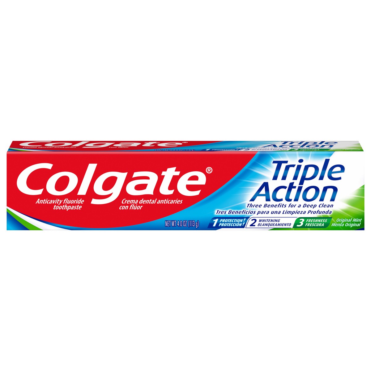 slide 1 of 7, Colgate Triple Action Toothpaste, Mint - 4.0 Oz., 4 oz