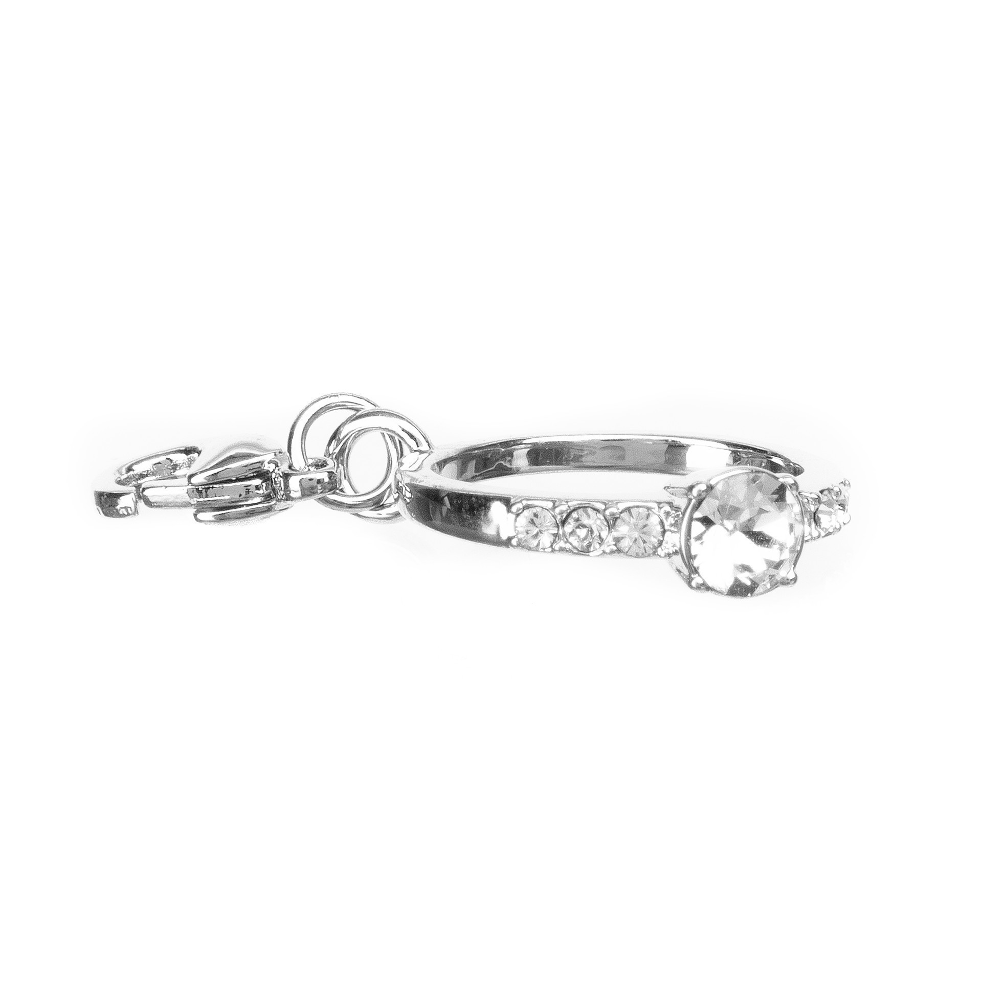 slide 5 of 6, Austrian Crystal Rhodium Ring Charm By Bead Landing, 2mm x 9mm