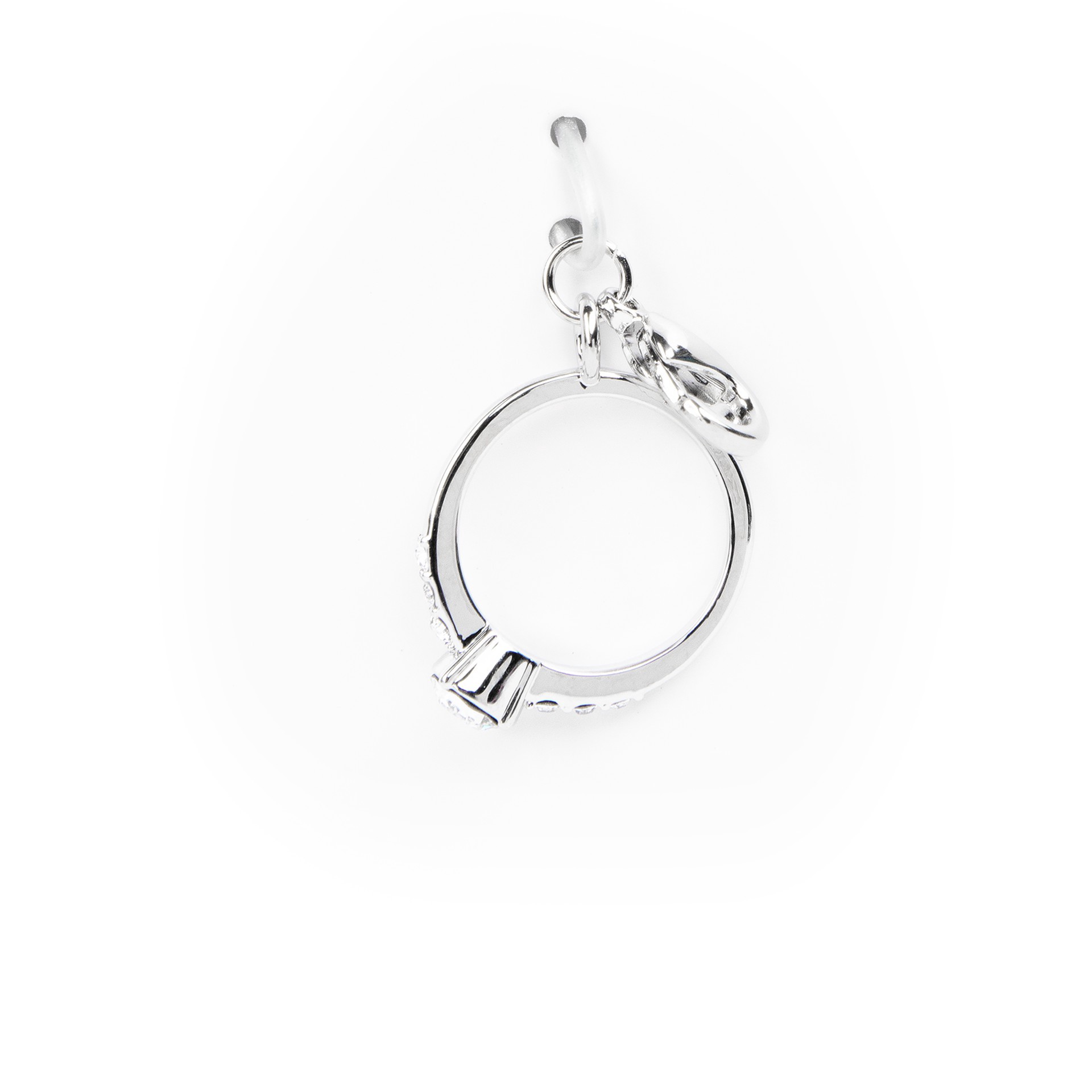 slide 2 of 6, Austrian Crystal Rhodium Ring Charm By Bead Landing, 2mm x 9mm