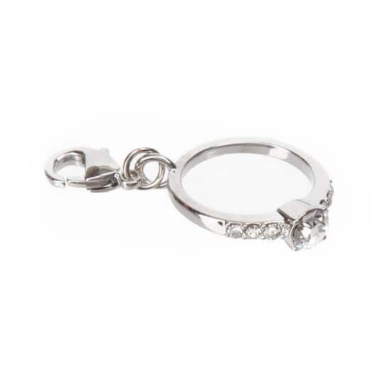 slide 1 of 6, Austrian Crystal Rhodium Ring Charm By Bead Landing, 2mm x 9mm