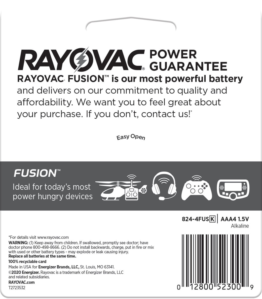 slide 3 of 3, Rayovac Fusion AAA Advanced Alkaline Batteries 4 ea, 4 ct