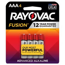 Rayovac Fusion AAA Advanced Alkaline Batteries 4 ea