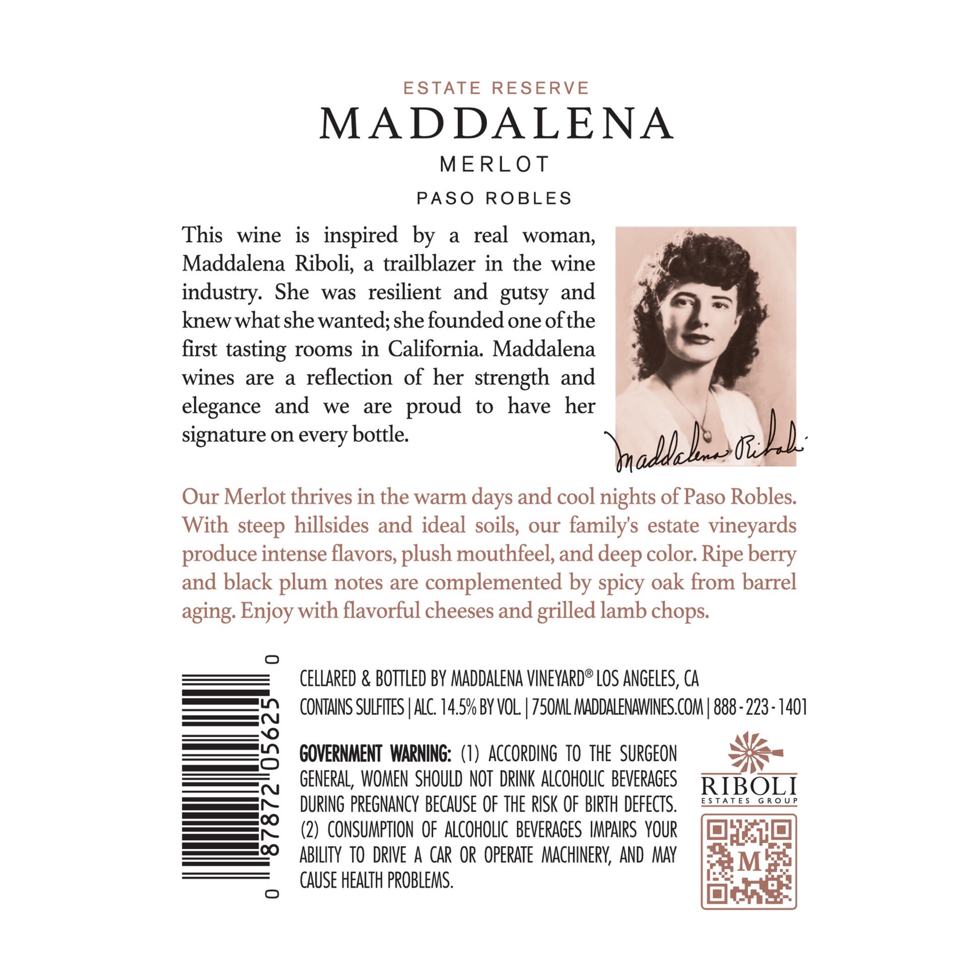 slide 6 of 8, Maddalena Merlot Paso Robles Red Wine 750mL, 750 ml