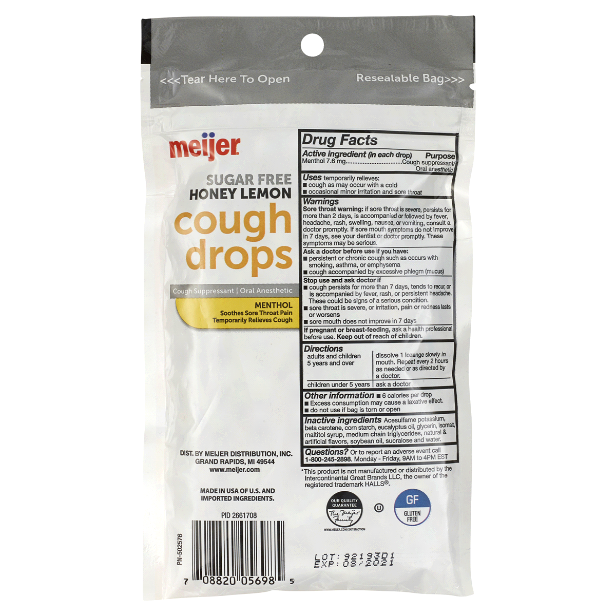 slide 5 of 5, Meijer Sugar Free Honey Lemon Cough Drops, 25 ct