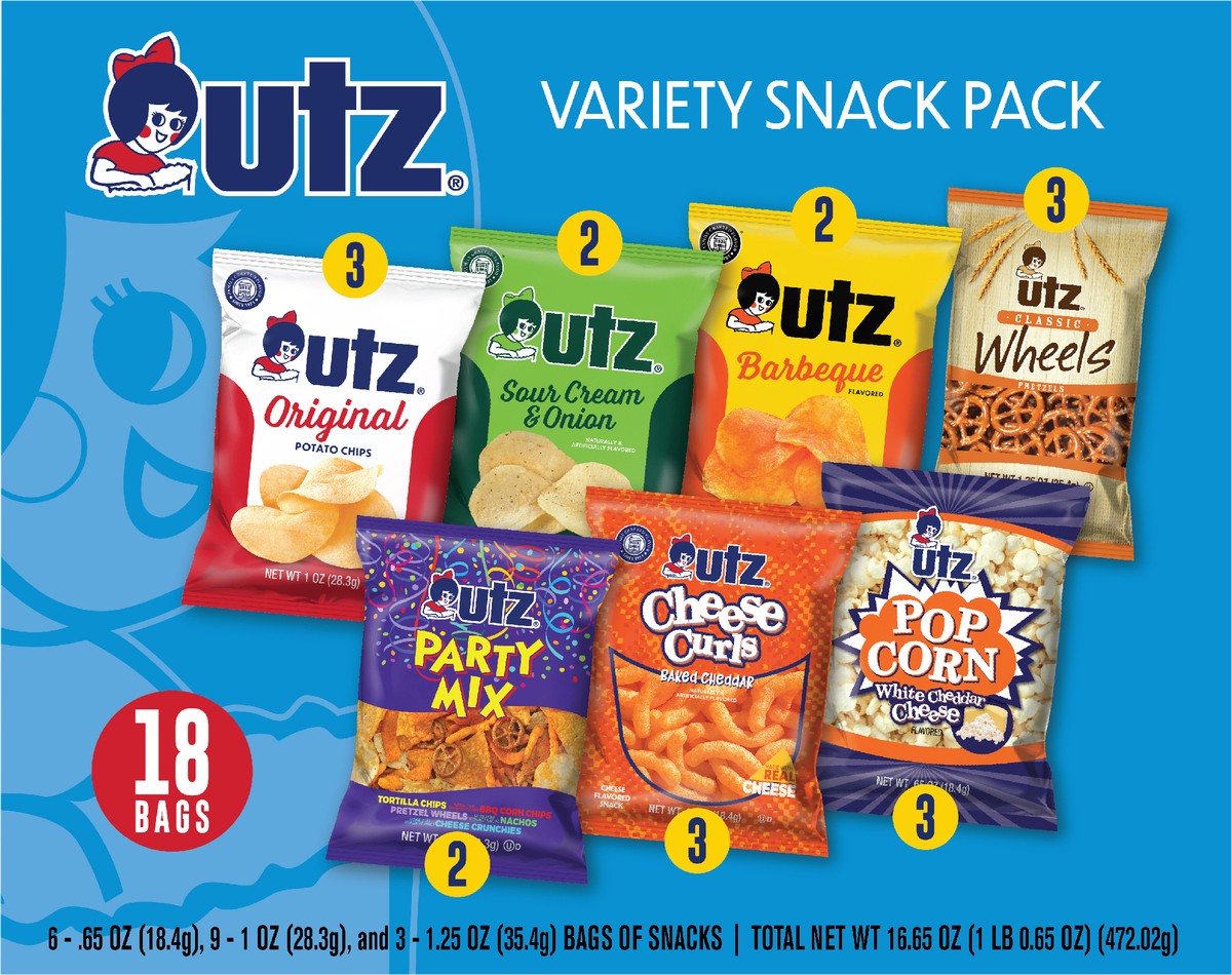 slide 3 of 8, Utz Variety Snack Pack 18 Count Box, 18 ct