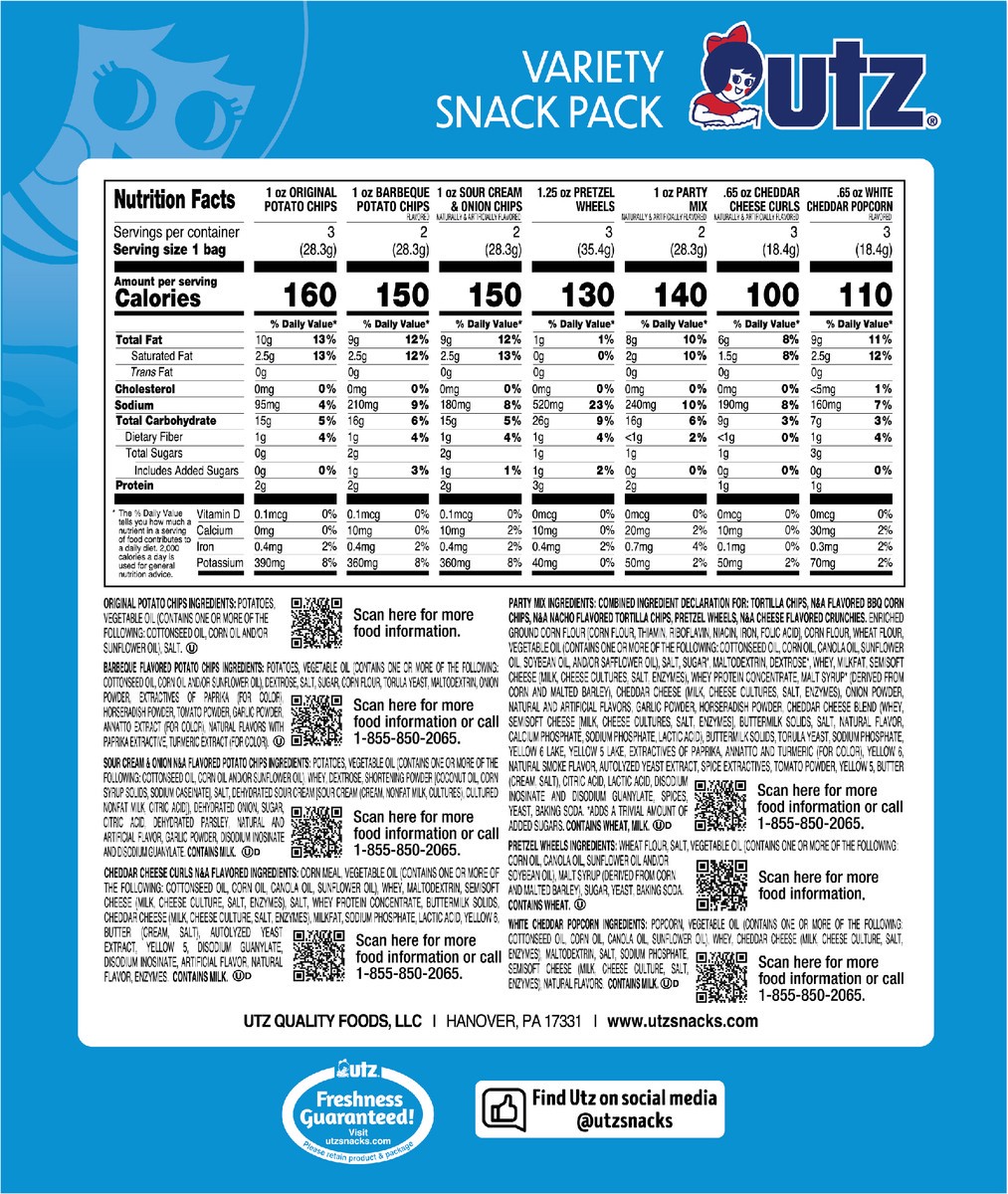 slide 2 of 8, Utz Variety Snack Pack 18 Count Box, 18 ct