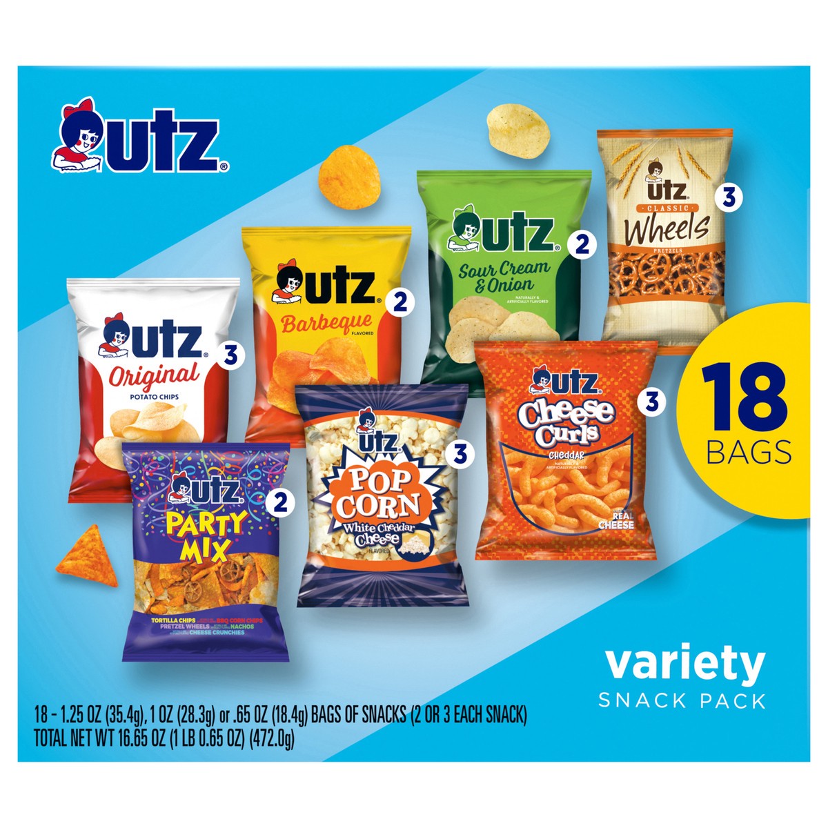 slide 1 of 8, Utz Variety Snack Pack 18 Count Box, 18 ct