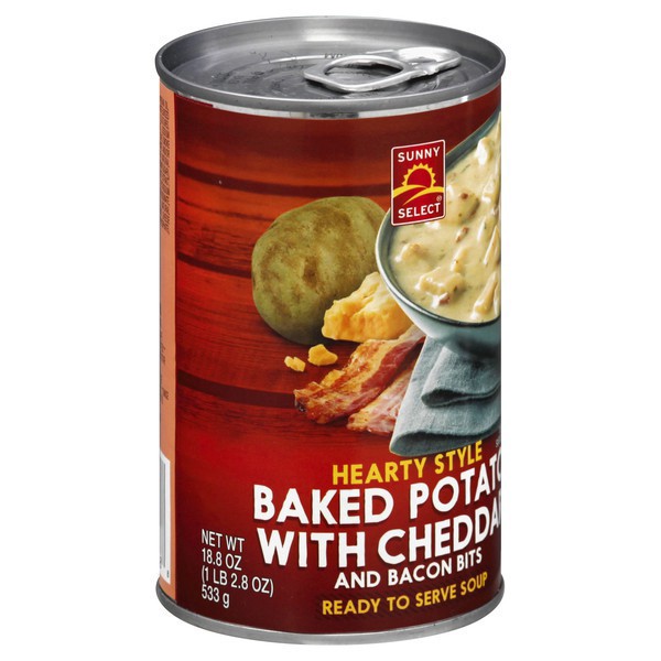 slide 1 of 1, Sunny Select Hearty Style Baked Potato with Cheddar and Bacon Bits Soup 18.8 oz, 18.8 oz