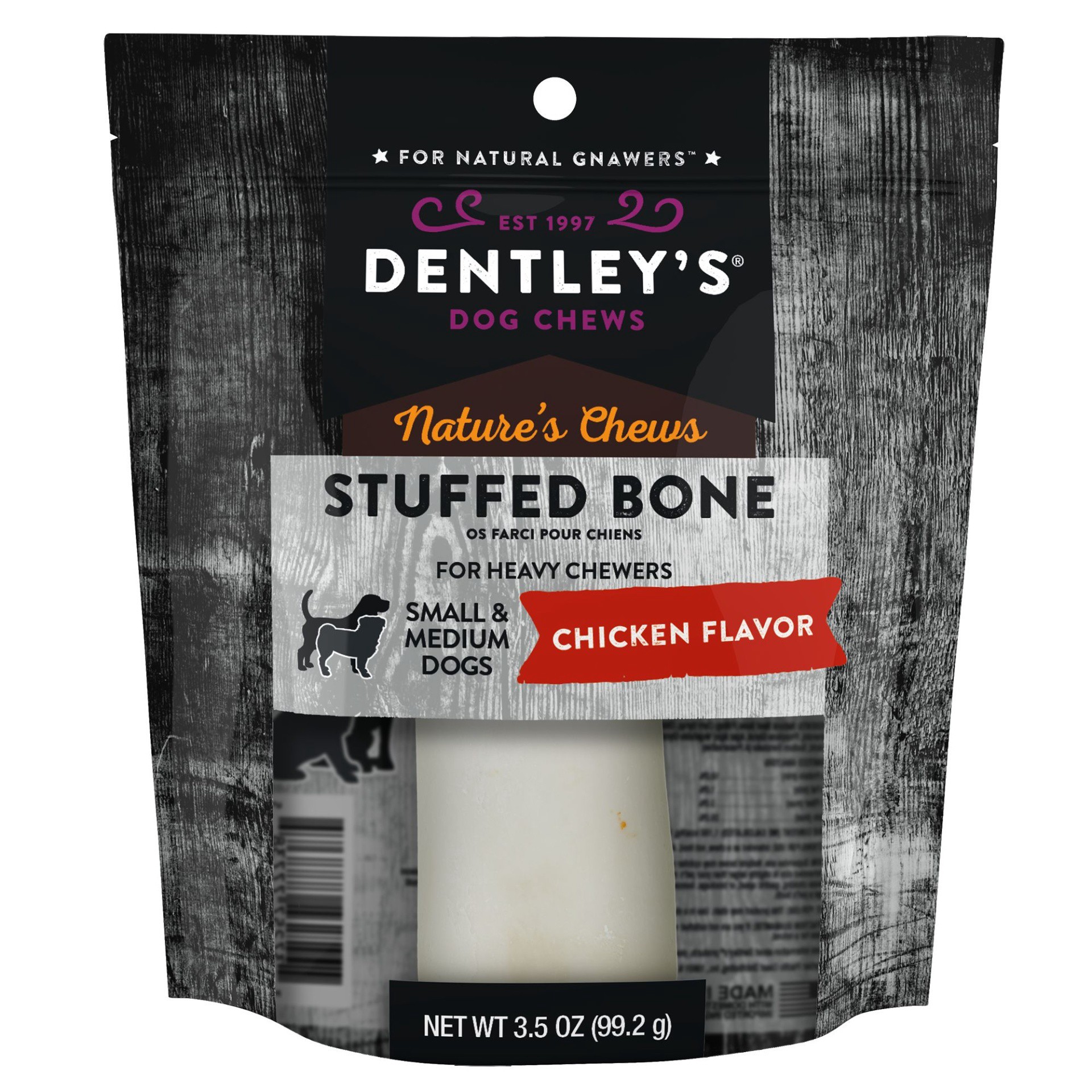 slide 1 of 1, Dentley's Small Filled Femur Bone Dog Chew - Chicken, SM