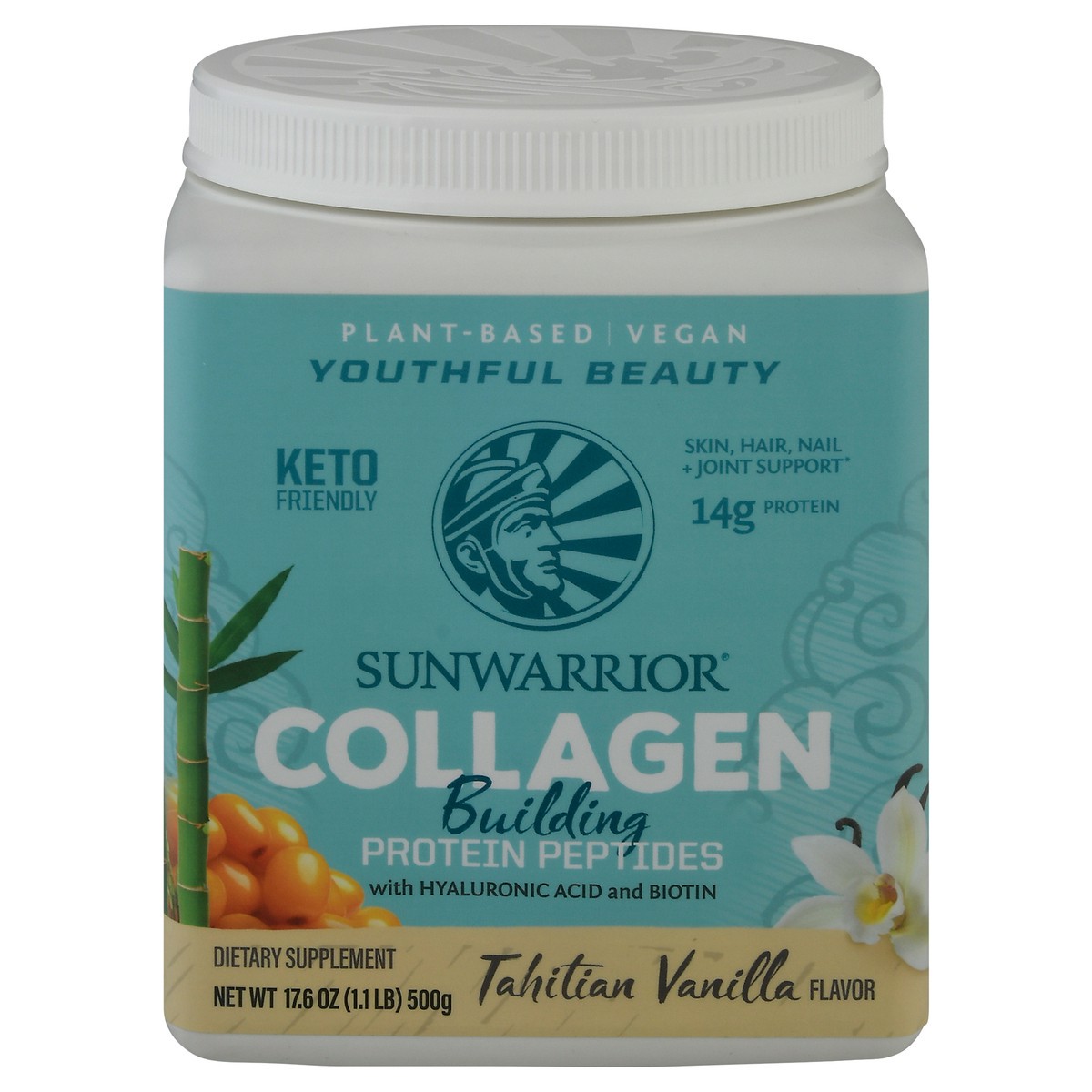 slide 1 of 13, Sunwarrior Collagen Building Protein Peptides Tahitian Vanilla Flavor, 500 gram