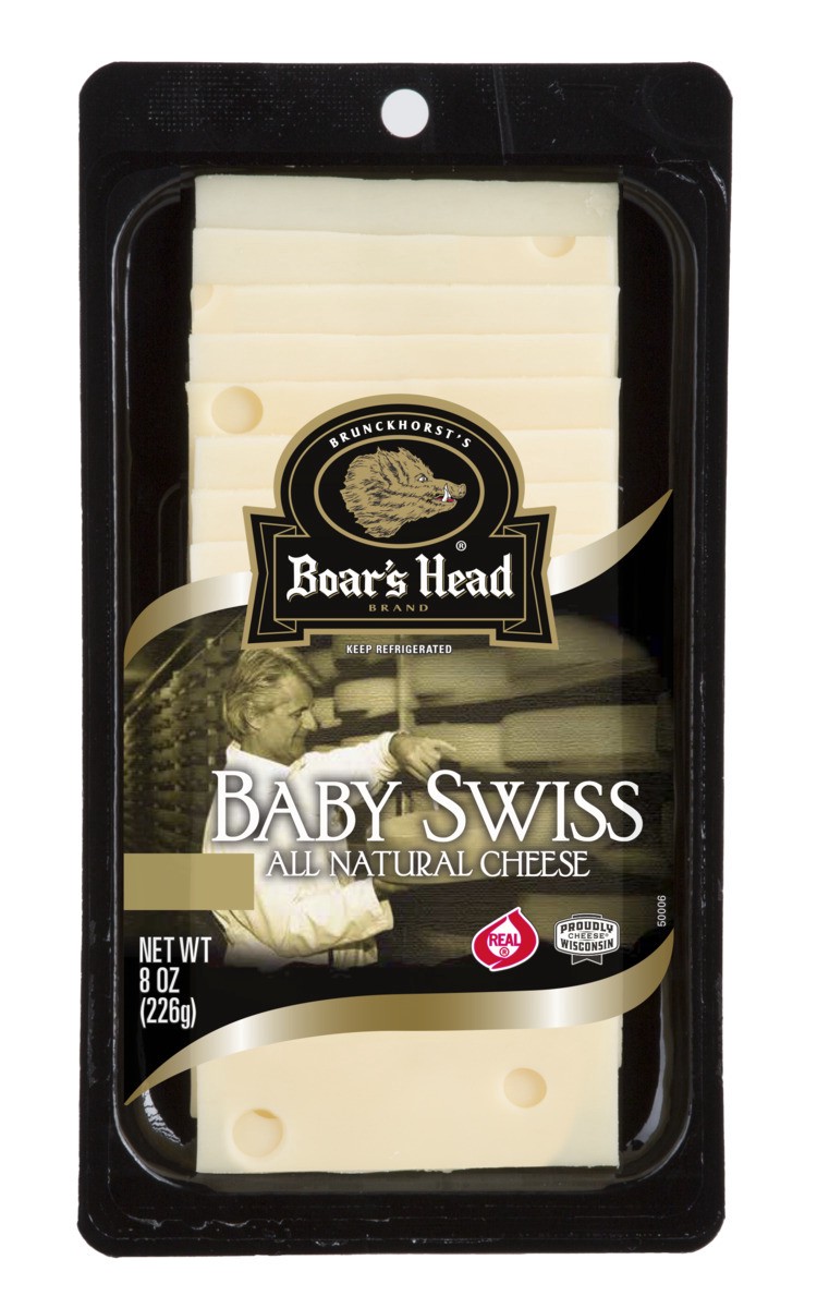 slide 1 of 9, Boar's Head Baby Swiss Cheese, 8 oz