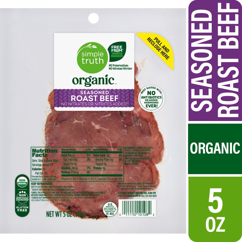slide 2 of 4, Simple Truth Organic Seasoned Roast Beef, 5 oz