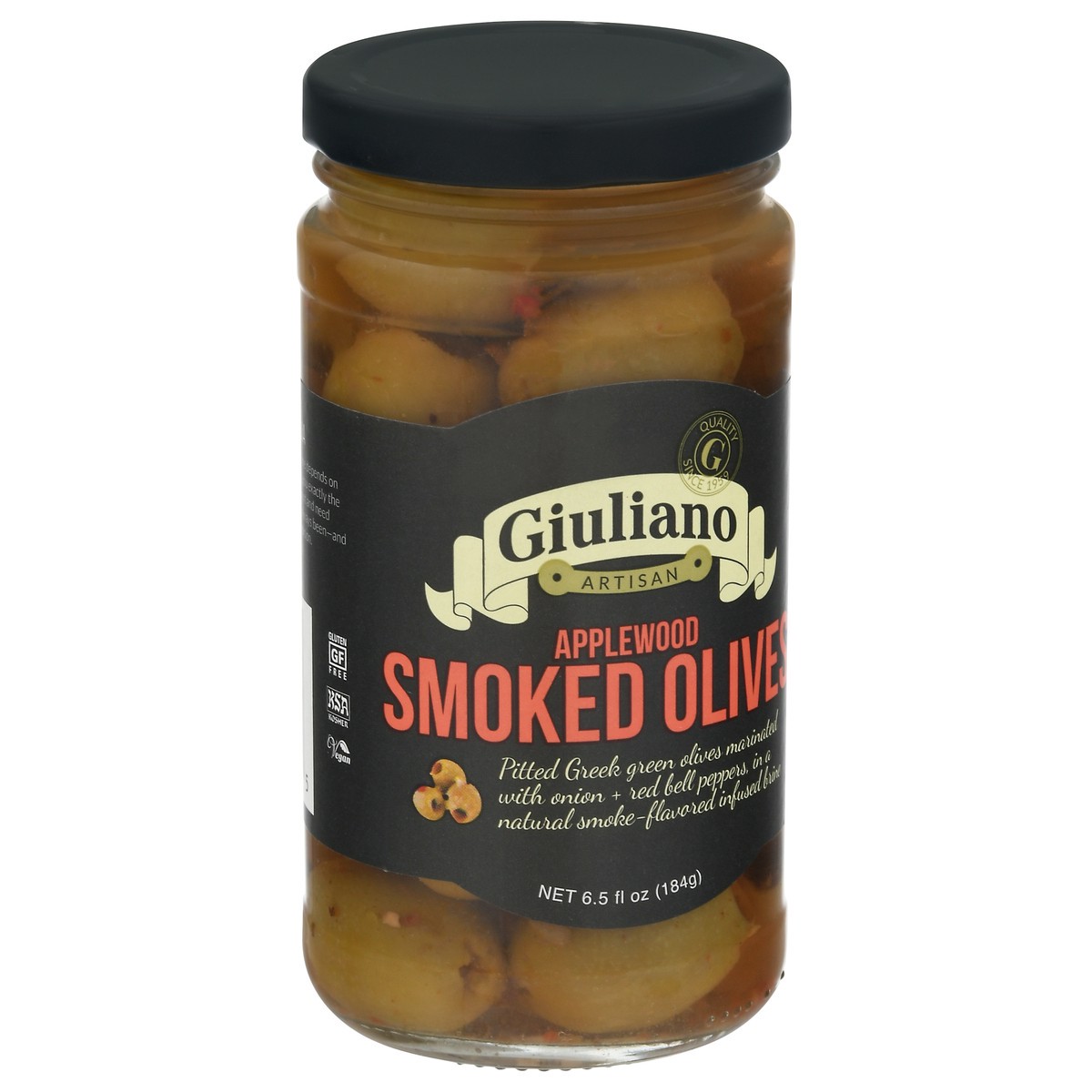 slide 2 of 9, Giuliano's Applewood Smoked Olives, 6.5 oz