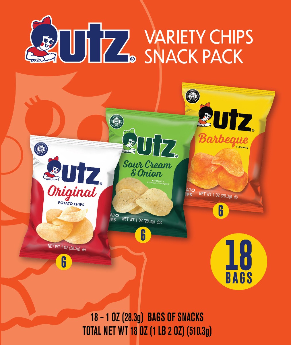 slide 2 of 7, Utz Variety Chip Snack Pack 18 Count, 17 ct