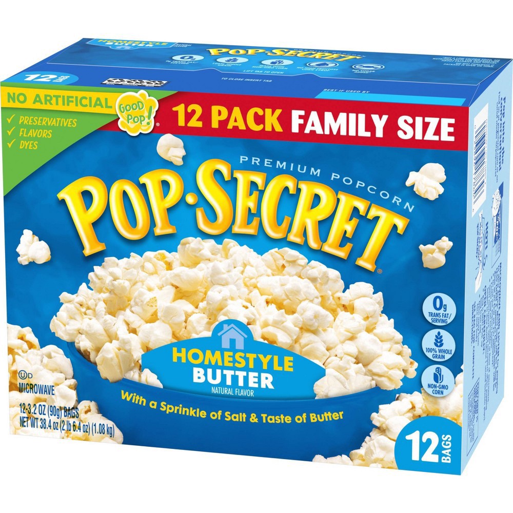 slide 9 of 13, Pop-Secret Microwave Popcorn Homestyle Butter Flavor - 3.2oz/12ct, 38.4 oz