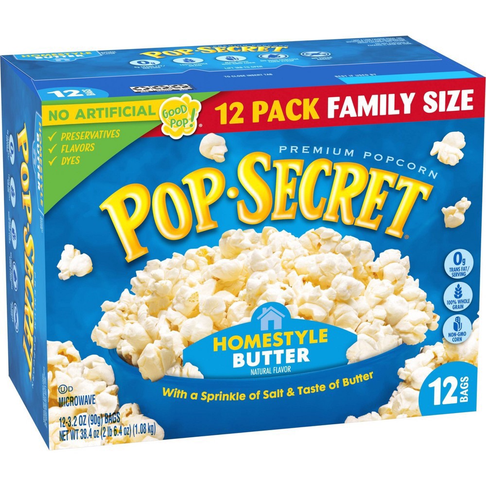 slide 11 of 13, Pop-Secret Microwave Popcorn Homestyle Butter Flavor - 3.2oz/12ct, 38.4 oz