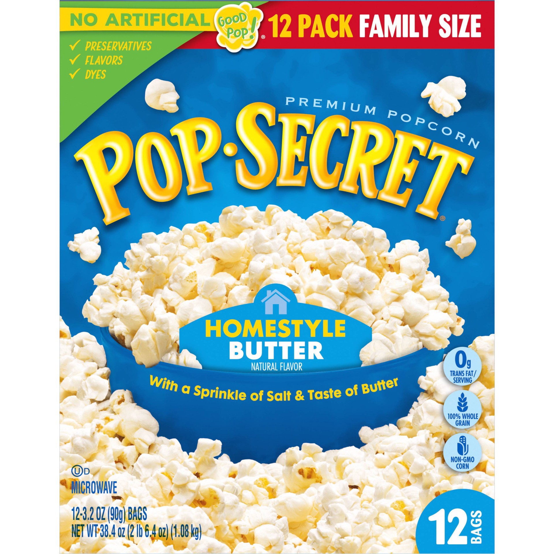 slide 13 of 13, Pop-Secret Microwave Popcorn Homestyle Butter Flavor - 3.2oz/12ct, 38.4 oz