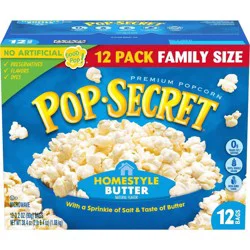 Pop-Secret Homestyle Butter Flavor Microwave Popcorn, 3.2 oz Sharing Bags, 12 ct