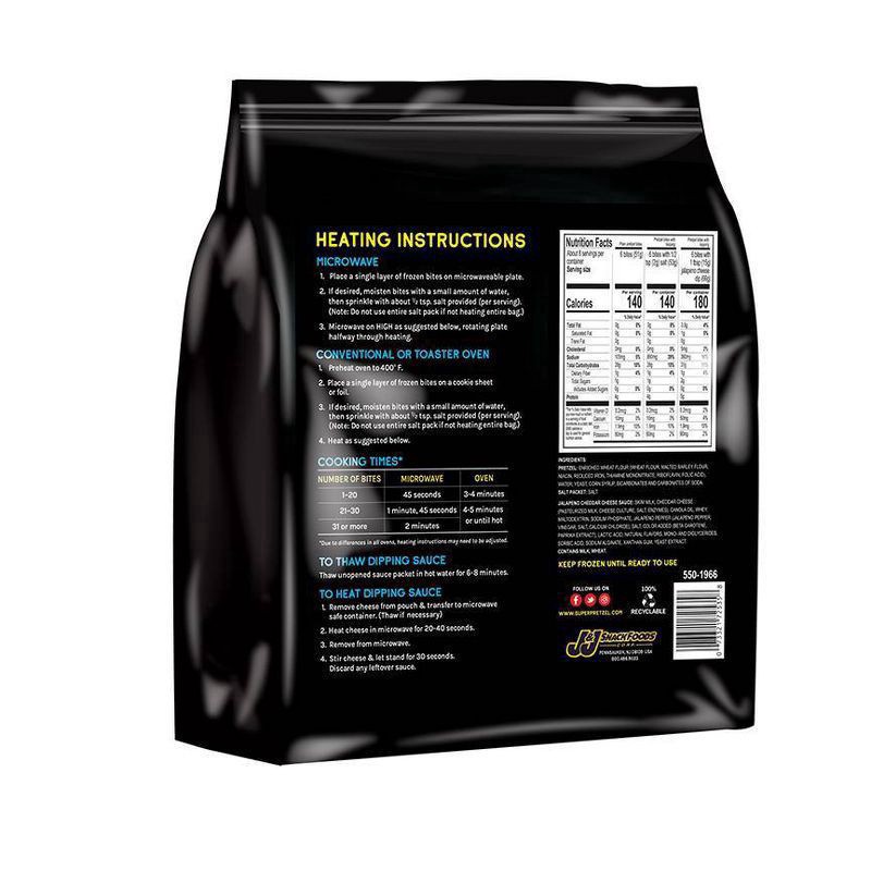 slide 3 of 3, SuperPretzel Frozen Pretzel Bites with Jalapeno Cheese, 21.78 oz