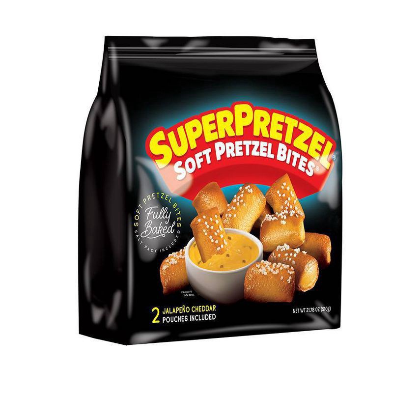 slide 1 of 3, SuperPretzel Frozen Pretzel Bites with Jalapeno Cheese, 21.78 oz