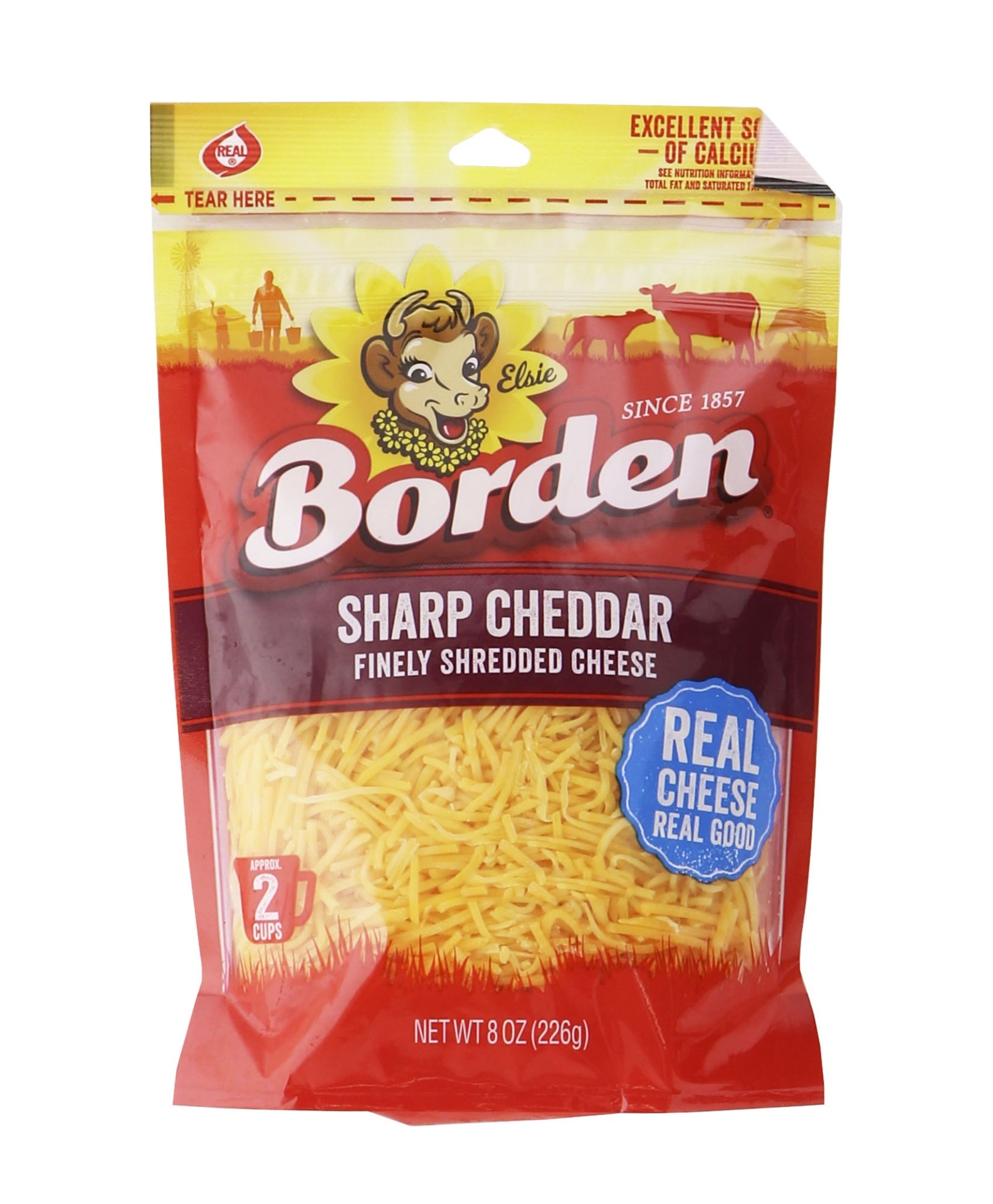 slide 1 of 1, Borden Sharp Cheddar Shredded Cheese, 1 ct