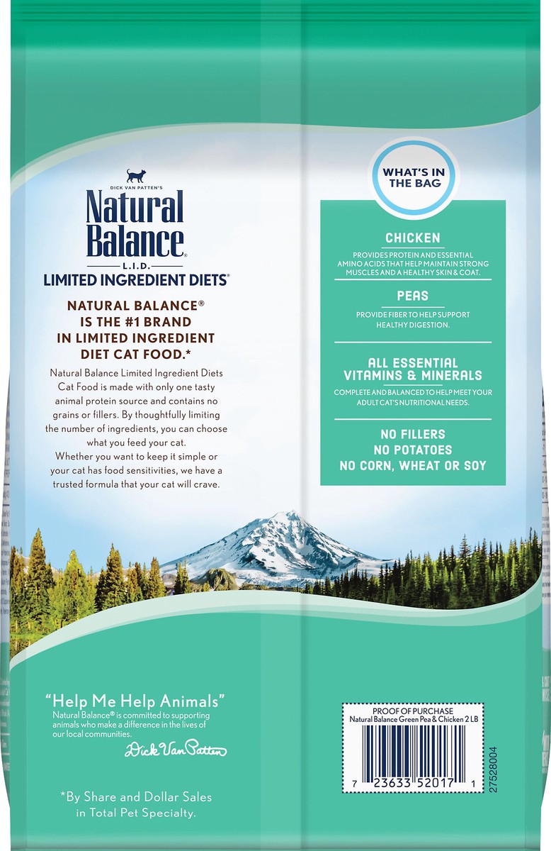 slide 5 of 7, Natural Balance L.I.D. Limited Ingredients Diet Grain Free Green Pea & Chicken Formula Cat Food 2 lb, 2 lb